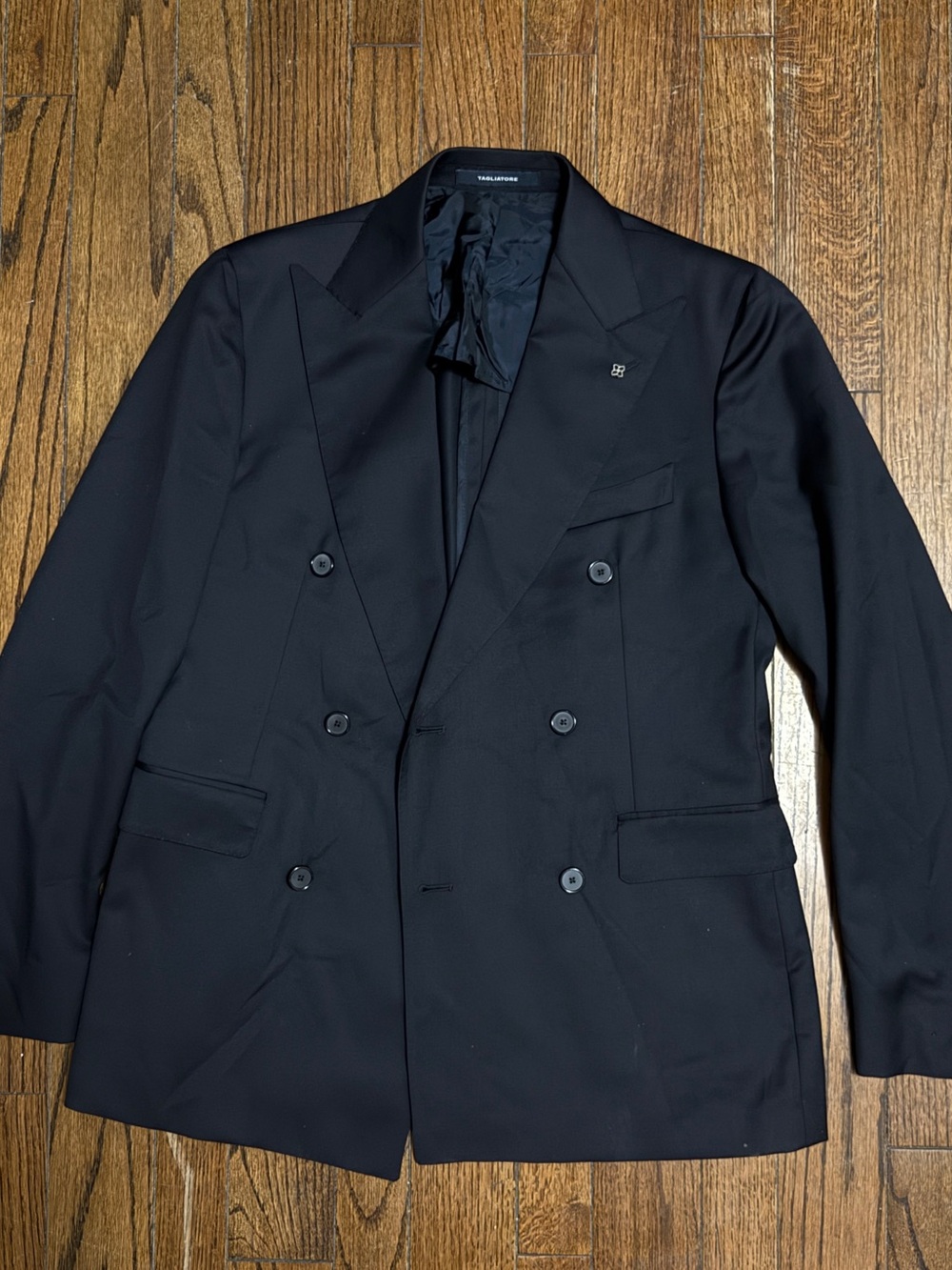 Tagliatore Black Double-Breasted Blazer super 110 virgin wool